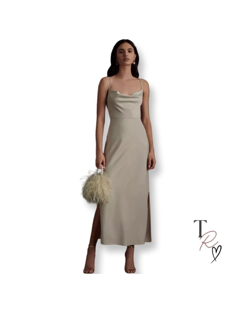 BHLDN NWT Kari Cowl Neck Maxi Dress Bridesmaid Wedding Oyster Size 4